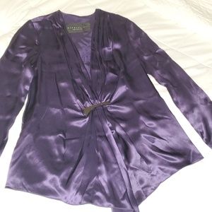 Barbara Bui Purple Silk Long Sleeve Blouse 40 M